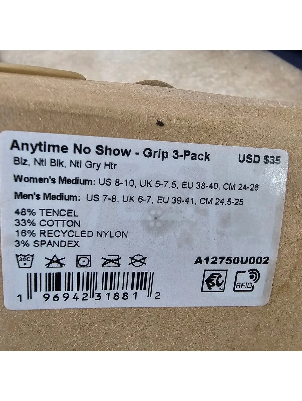 allbirds Anytime No Show Grip Socks 3-Pack Medium new